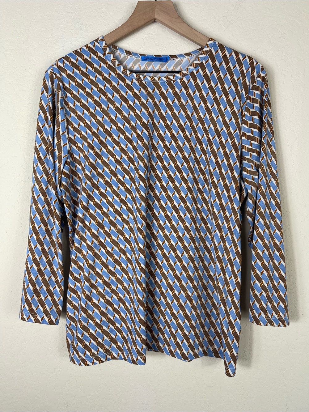 J. McLaughlin Printed Long Sleeve Tee Shirt Size XL